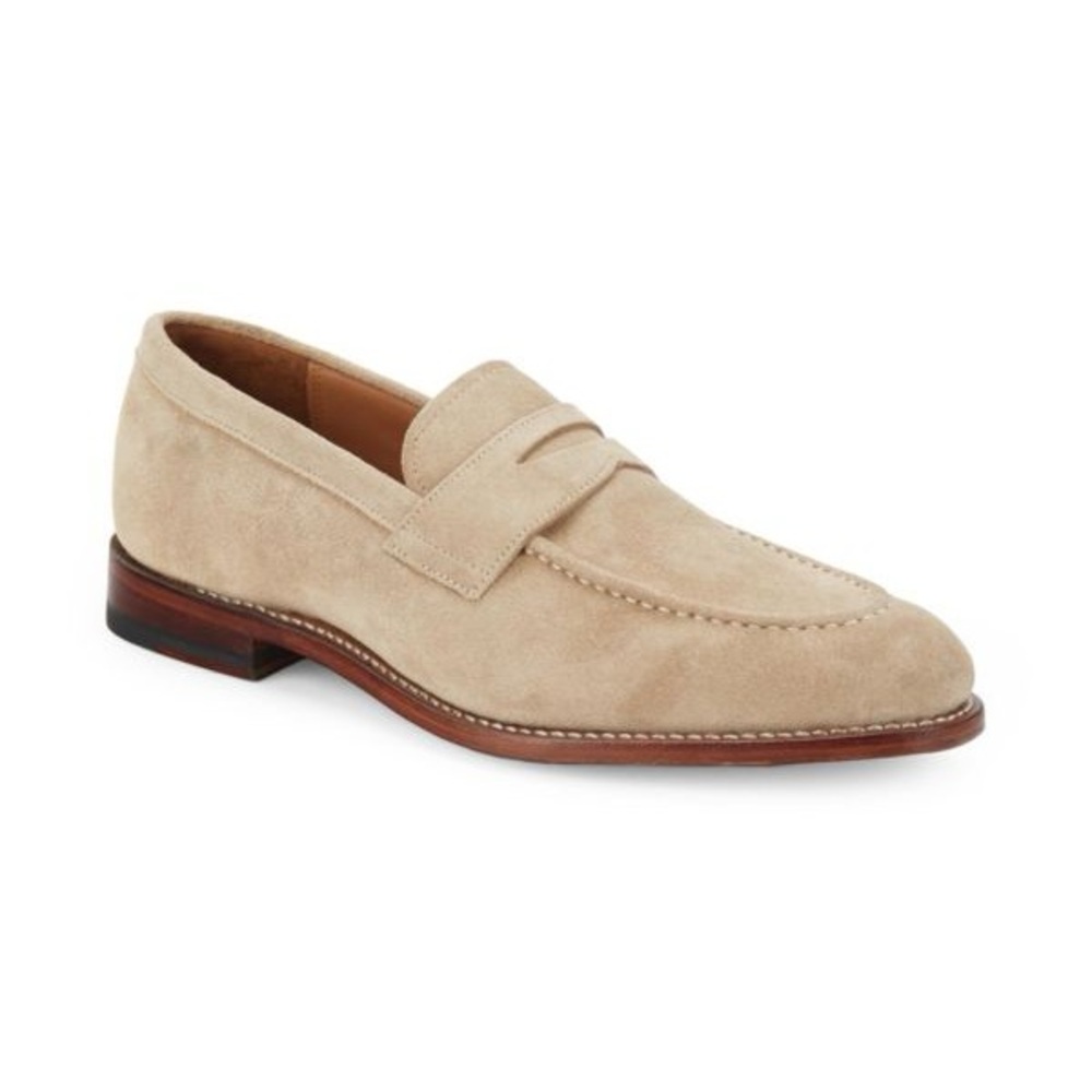 Allen Edmonds Shelby Suede Penny Loafers - Bone, Men’s Size 8.5